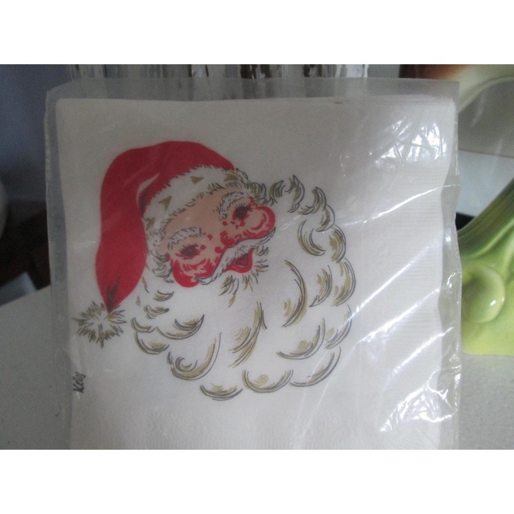 VTG Chic Contempo Tissue Holiday Santa Hat Cocktail Luncheon Party Napkins‎ NIP